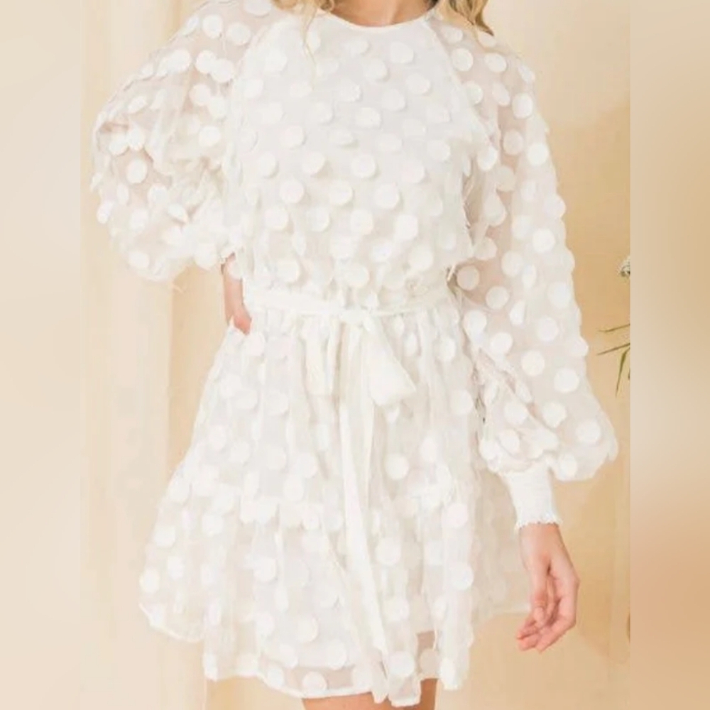 White 3D Dot Dress